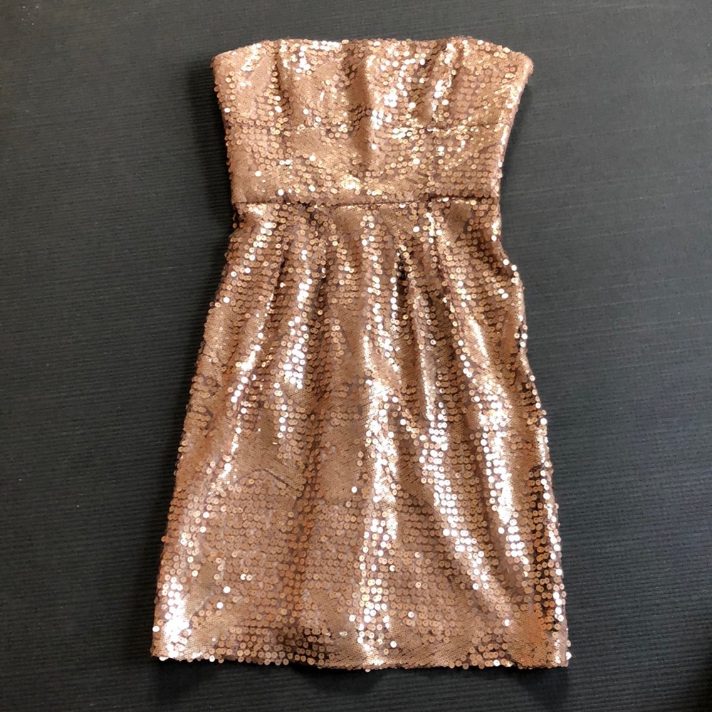 BCBG sequin strapless dress 0